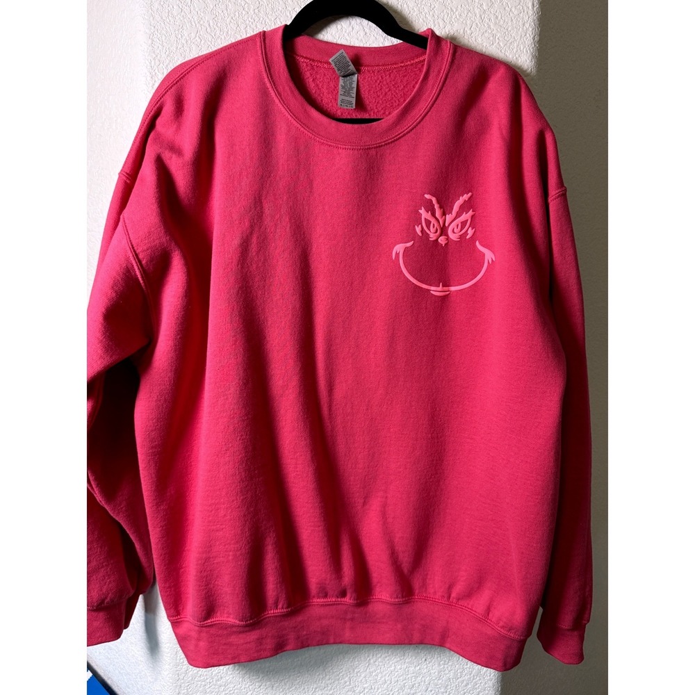 Pink Grinch Puffer Paint Sweatshirt You're Mean One XL Crewneck Christmas Grump
